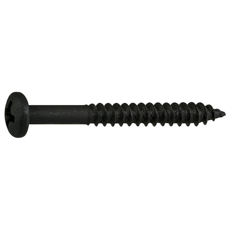 Buildright Wood Screw, #6, 1-1/4 in, Black Phosphate Steel Pan Head Phillips Drive, 100 PK 07951